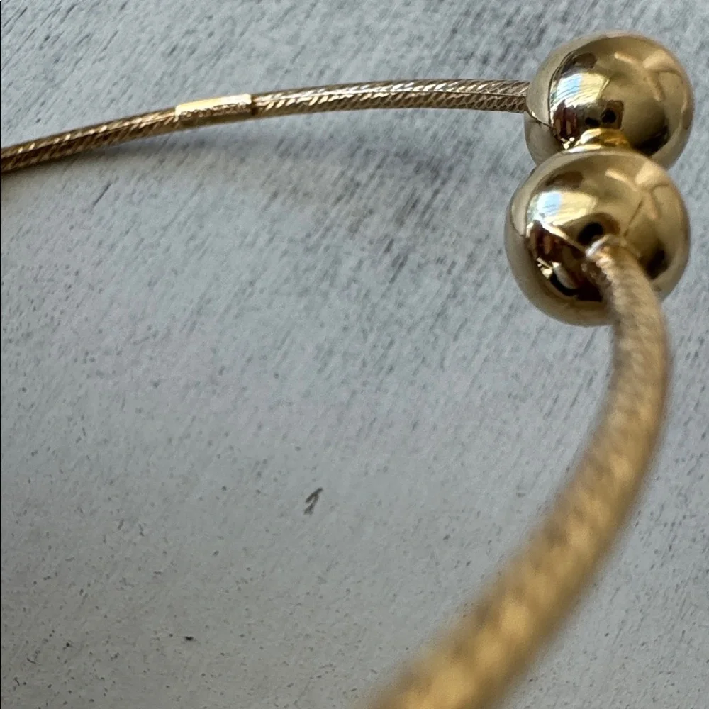 925 Sterling Silver Gold Plated Dyadema Thin Open Cuff Bracelet with Beads Italy